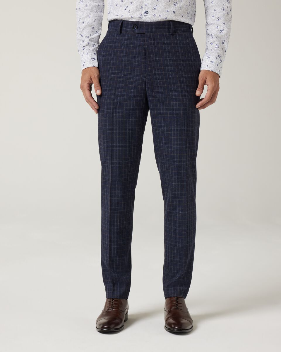 Slim stretch checked tailored pant, Navy Check, hi-res